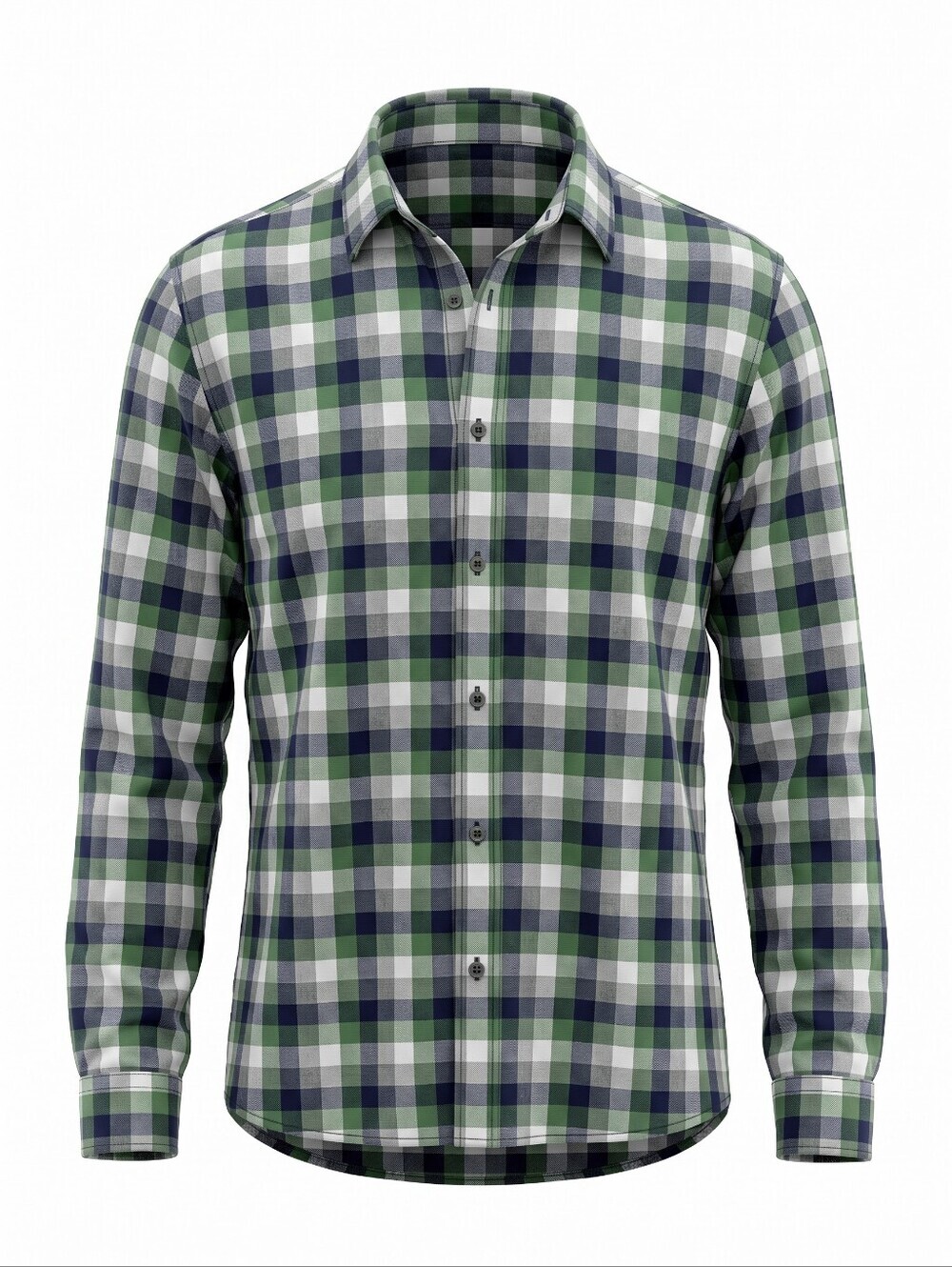 Eddie Bauer Green, Navy & White Plaid Button-Down Shirt Casual Layering XL
